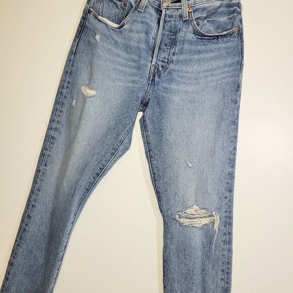 Levi's 501 Distressed Skinny Jeans 26 28 - Picture 3 of 12